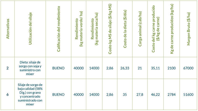 Resultado de un silaje de buen rendimiento